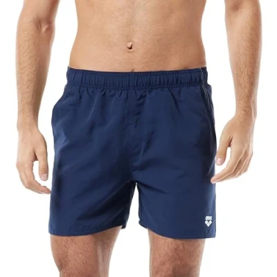 Image of ARENA Men&#039;s Fundamentals Boxer Short Swim Trunks Swimsuit, Blue (Navy/White), L