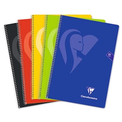 Image of Clairefontaine 696953C A Mimesys Spiral Notebook Folio 21.5 x 31 cm 160 4 mm Grid Pages with Margin 90 g White Paper Soft Card Cover Bright Random Color