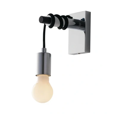 Image of Admiral Cable Wall Lamp, Chrome, Black, E27