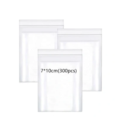 Image of Zip Lock bags Resealable Plastic 7X10cm Grip Seal Small Suitable for Kitchen Assortment Biscuits Nuts Jewelry Packaging Sealed Storage Pouches Mini 100μm 300pcs