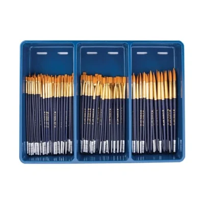 Image of Royal Brush Waterproof Standard Golden Taklon Hardwood Handle Paint Combo Pack, Assorted Size, Blue