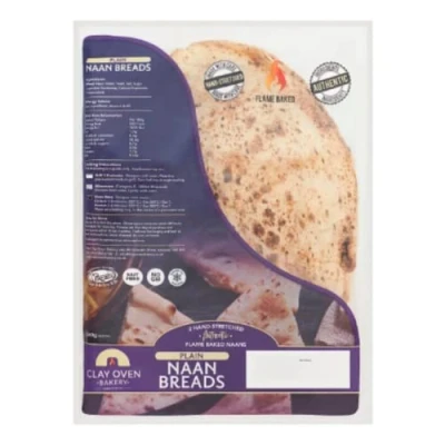 Image of Clay Oven Bakery 2 Hand Stretched Authentic Plain Naan Breads x Case of 1