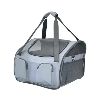 Image of PawHut Pet Carrier Folding Bag Car Seat Cat Dog Puppy Kennel Portable Travel Cage Tote Case Mesh Holder House Grey