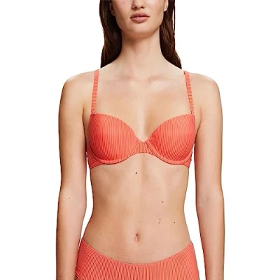 Image of ESPRIT Women&#039;s Soft Stripes RCSclas.pad Padded Bra, Opaque, Coral, 32D