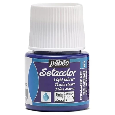 Image of Pebeo 329 012 Setacolor Light Fabric Paint 45 Milliliter Bottle, Ultramarine Blue