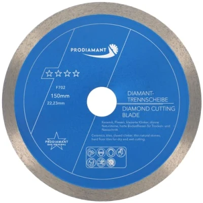 Image of PRODIAMANT Professional diamond cutting disc PRORIM 150 mm x 22.23 will not break out with glazed tiles porcelain stoneware ceramic