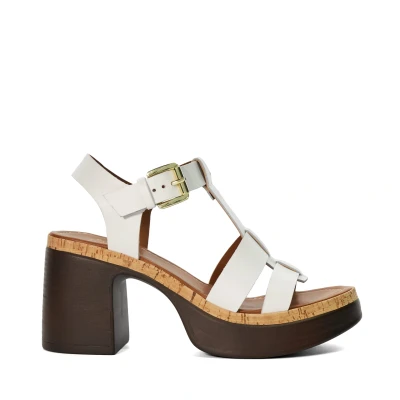 Image of Dune London Womens Ladies Jungle Stacked Platform Heels White Leather Size UK 8