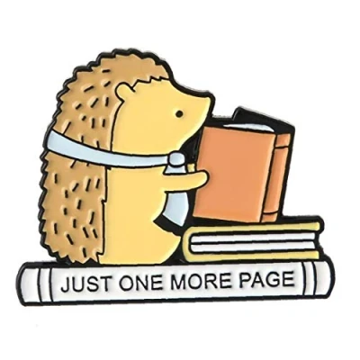 Image of Zonfer 1pc Hedgehog Brooch Read Books Cute Lapel Pin Badge Cartoon Corsage Denim Bag Backpack Jewelry Gift