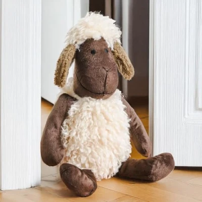 Image of Marco Paul Brown Sheep Door Stop Cute Stopper Decorative Stops for Home and Office, Weighted Interior Doorstop Fabric Stuffed Animal Floor