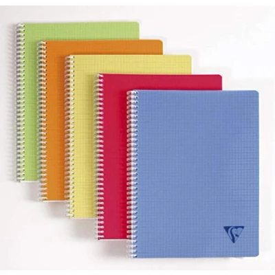 Image of Clairefontaine Ref 328325C Linicolor Wire bound Notebook (50 Sheets) 24x32cm Size, 90gsm Brushed Vellum Paper, Polypro Cover, Squared Ruling Assorted Colours (Pack of 10)