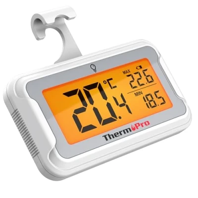 Image of ThermoPro TP110 Fridge Thermometer with Large Backlit LCD, Waterproof Freezer Max/Min Record, Easy Battery Replacement, High Accuracy Refrigerator Monitor for Kitchen, Basement