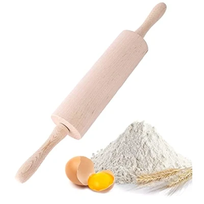 Image of EVERYJOY Rolling Pin, Pin Made of Beech Wood (Brown, 40 cm Diameter 6 cm)