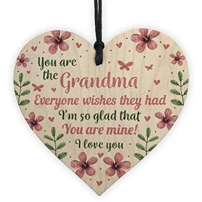 Image of RED OCEAN Grandma Grandparent Gift Wooden Hanging Heart Plaque Birthday For Nan Nanny Gran Mothers Day Sign