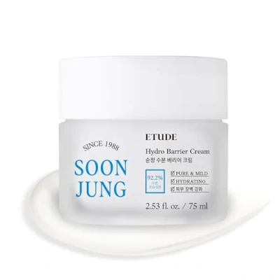 Image of Etude House Soonjung Hydro Barrier Cream 75ml (New Version); Moisturizing and Soothing Cream; Non Comedogenic, Hypoallergenic &amp; Fragrance Free Moisturizer