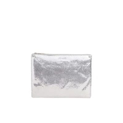 Image of Ted Baker Snaksi Snake Detail Large Pouch, Silver