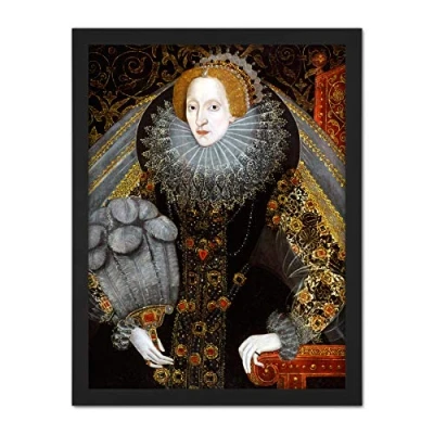 Image of Queen Elizabeth I England Portrait Painting Royal Historic Large Framed Art Print Poster Wall Decor 18x24 in