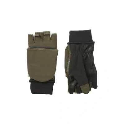 Image of SEALSKINZ Walpole Water Repellent Cold Weather Convertible Leather Mitten Magnetic Clasp Converts to Fingerless for Dexterity Sheepskin Leather, Olive