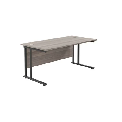 Image of Jemini Rectangular Double Upright Cantilever Desk 1800x800x730mm Grey Oak/Black KF820277