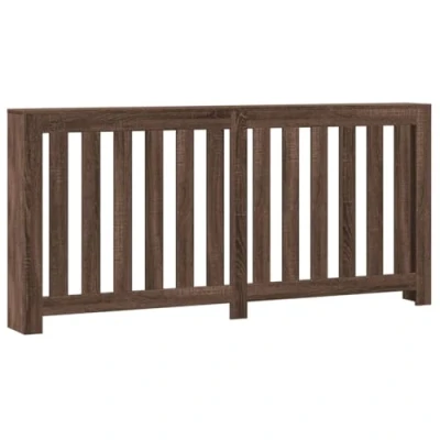 Image of vidaXL Radiator Cover Heater Shelf Brown Oak Engineered Wood, Modern Slatted Design, 175 x 20 82 cm, Extra Storage Space