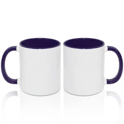 Image of MR.R 11oz Sublimation Blank Coffee Mugs,Cup White Mug Cup with Purple Color Inner and Handle,Set of 2…