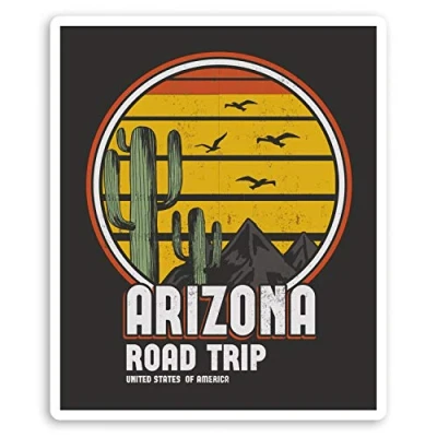 Image of 2 x 10cm Arizona Road Trip Vinyl Stickers USA America Laptop Sticker #31513 (10cm Tall)