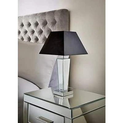 Image of Biznest Vintage Modern Sparkle Gatsby Plan Mirror Base Table Lamp with Shade Ideal for Living Rooms and bedrooms (Black)