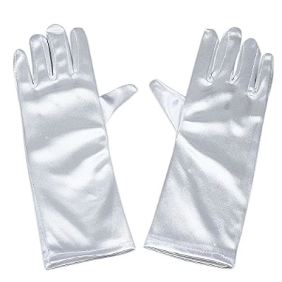 Image of RUNHENG Stretchy Satin Child Size Long Gloves, 24cm (White)