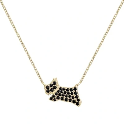 Image of RADLEY Womens 18ct Gold Plated Sterling Silver Black Cubic Zirconia Stone Set Jumping Dog Pendant Necklace