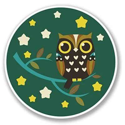 Image of 2 x 30cm/300mm Night Owl Luggage Vinyl Sticker Decal Laptop Travel Car iPad Sign Fun #4125