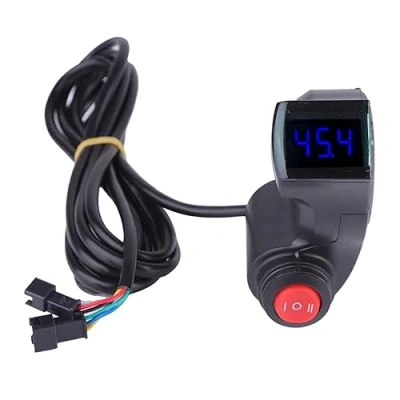 Image of Electric Bike Throttle, Handle Bar Thumb Throttle Accelerator with LCD Autovoltmeter Display, 3 Speed Switch for Motorcycle Scooter E Bicycle and Spare Parts Ride