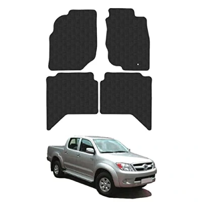 Image of Rubber Floor Mats for the Toyota Hilux (2005 2011) [Only suitable Double Cab models] Custom Van Accessory Tailored fit Heavy Duty, Waterproof &amp; Anti Slip Work with Clips