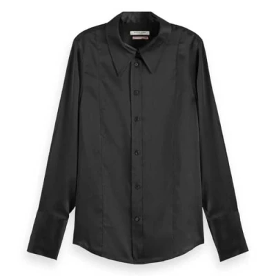 Image of Scotch &amp; Soda Women&#039;s CORE Satin Shirt, Black, 6
