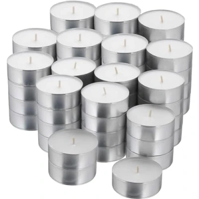 Image of Tea Light Candles 8 Hour Long Burning Time White Unscented. (50 Pack)