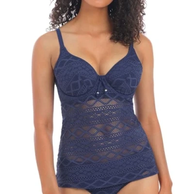 Image of Freya Womens Sundance Tankini Top Blue Nylon Size 32FF