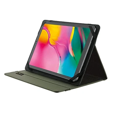 Image of Trust Mobile Primo Recycled Tablet Folio for 10 inch Tablet, Cover Made of 6.5 PET Bottles, Universal Protective with Stand, Folding Case Closing Strap Green