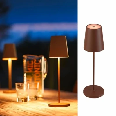 Image of SLV LED rechargeable lamp Vinolina Two, rust coloured, aluminium, Ø 11 cm