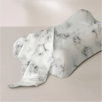 Image of Sleep &amp; Glow Omnia Natural Silk Pillowcase for Hair and Skin Fits Unique Shape of Sleep&amp;Glow Pillow 19mm Grade 6A Mulberry (White Marble)