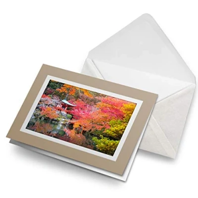 Image of Greeting Cards Biege (Insert) Japan Cherry Blossom Oriental Garden Blank Greetings Card Birthday Kids Party Boys Girls #8830