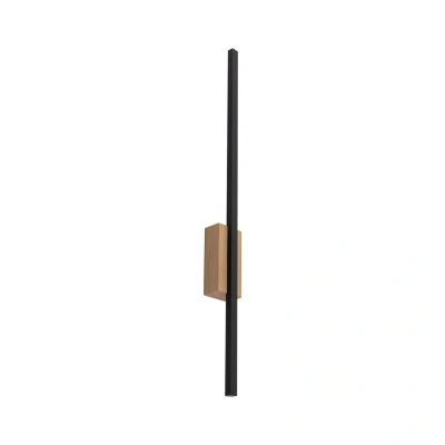 Image of TK Lighting LED wall light Flash, black/pine, height 79 cm, 1 bulb