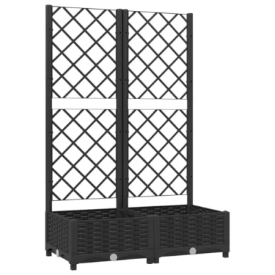 Image of vidaXL Garden Planter with Integrated Trellis Weather Resistant Polypropylene Black 80x40x121.5 cm For Outdoor Plants And Climbers