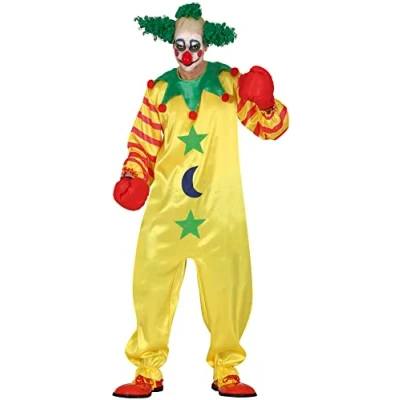 Image of FIESTAS GUIRCA Yellow Killer Clown Halloween Costume for Men Mens Fancy Dress Costumes Adult Size L 42 44