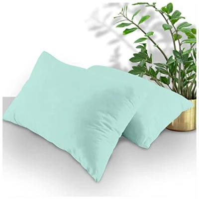 Image of Luxury Housewife Percale Pillow Cases 2 Pack, Super Soft Cozy Plain Dyed Pillowcases, Non Iron Polycotton Bedding Case, Aqua