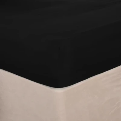 Image of Brentfords Plain Dye Fitted Bed Sheet Non Iron Super Soft Easy Care Microfibre, Black Single Size