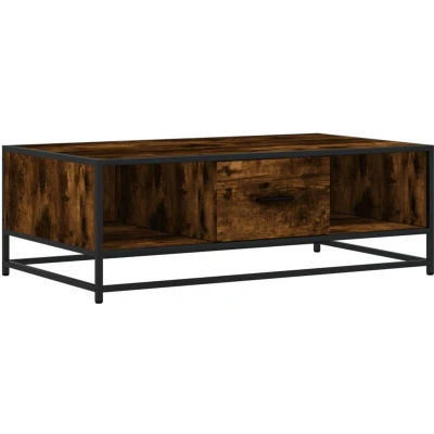 Image of vidaXL Coffee Table Smoked Oak 100x57x35 cm Engineered Wood and Metal