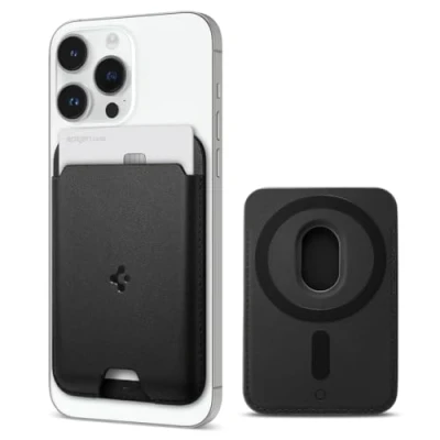 Image of Spigen MagSafe PU leather Wallet Black Apple iPhone