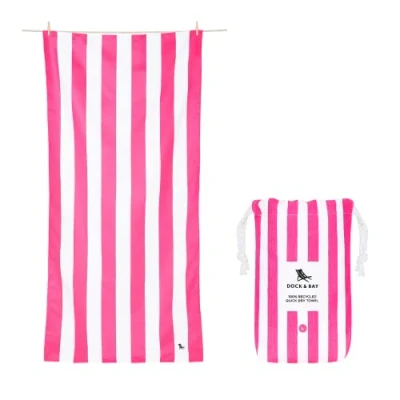 Image of Dock &amp; Bay Beach Towel Quick Dry, Sand Free Compact, Lightweight 100% Recycled Includes Bag Cabana Phi Pink Extra Large (200x90cm, 78x35)
