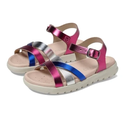 Image of Geox Soleima Sandals for kids, Size: 1.5, Fuchsia/royal Leather