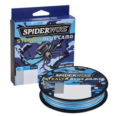 Image of SpiderWire Stealth® Superline, Blue Camo, 30lb 13.6kg, 125yd 114m Braided Fishing Line, Suitable for Saltwater and Freshwater Environments