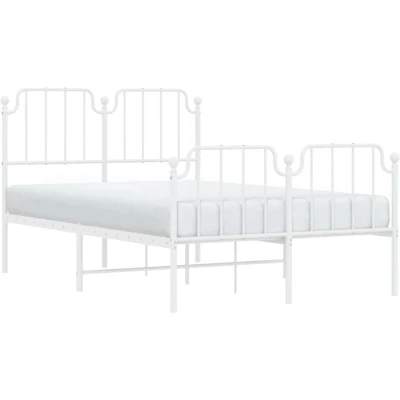 Image of vidaXL Metal Bed Frame without Mattress with Footboard White 120x200cm
