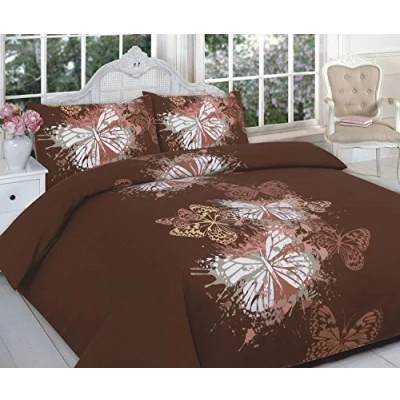 Image of Artistic Fashionista Luxury &amp; Modern BUTTERFLY Duvet/Quilt Cover Pillowcases Bedding Set Printed Range (Single, Chocolate)